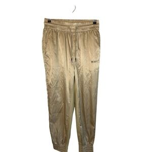 Wilson Sporting Goods Gold Satin Jogger Track Pants Elastic Waist Medium